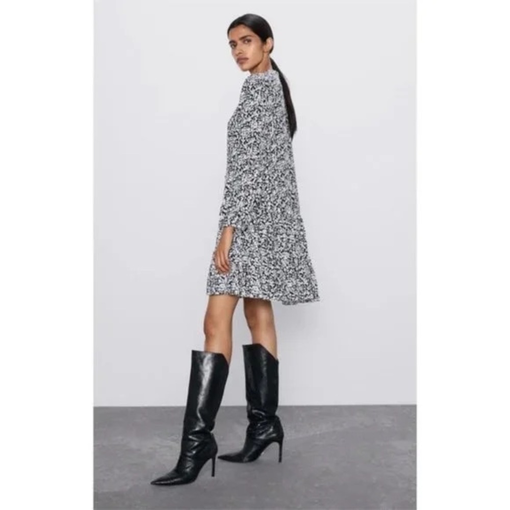 Zara Claris Black/White Print Mini Dress - Picture 4 of 14